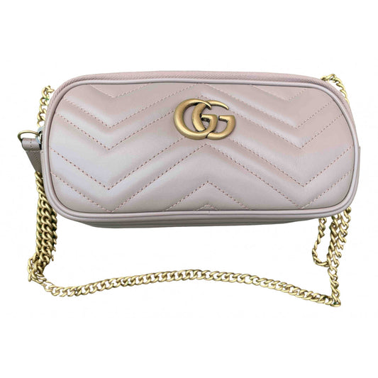 Gucci marmont pink leather handbag