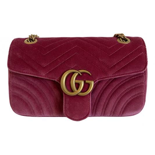 Gucci marmont pink velvet handbag
