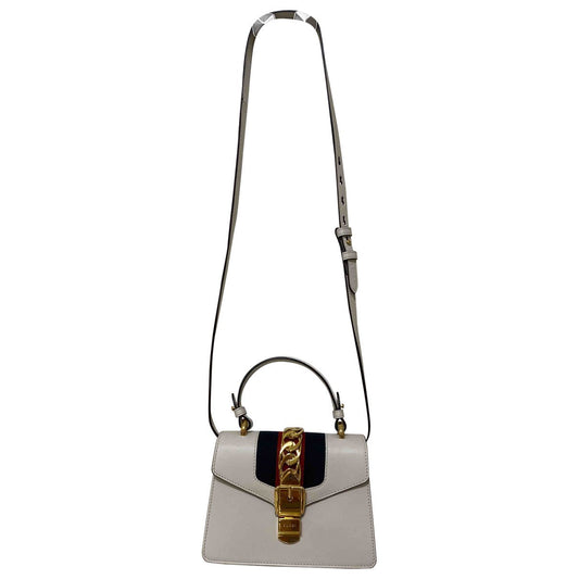 Gucci sylvie white leather handbag