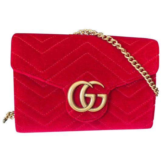 Gucci marmont red velvet handbag