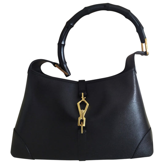 Gucci bamboo black leather handbag