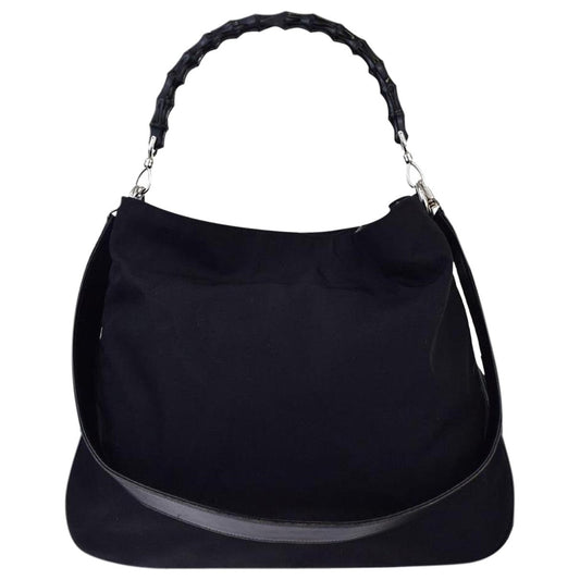 Gucci bamboo black synthetic handbag