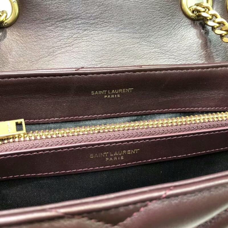Top Quality Loulou Small Chain Bag In Matelassé "Y" Burgundy For Women 9.8in/23cm YSL 494699DV7276475