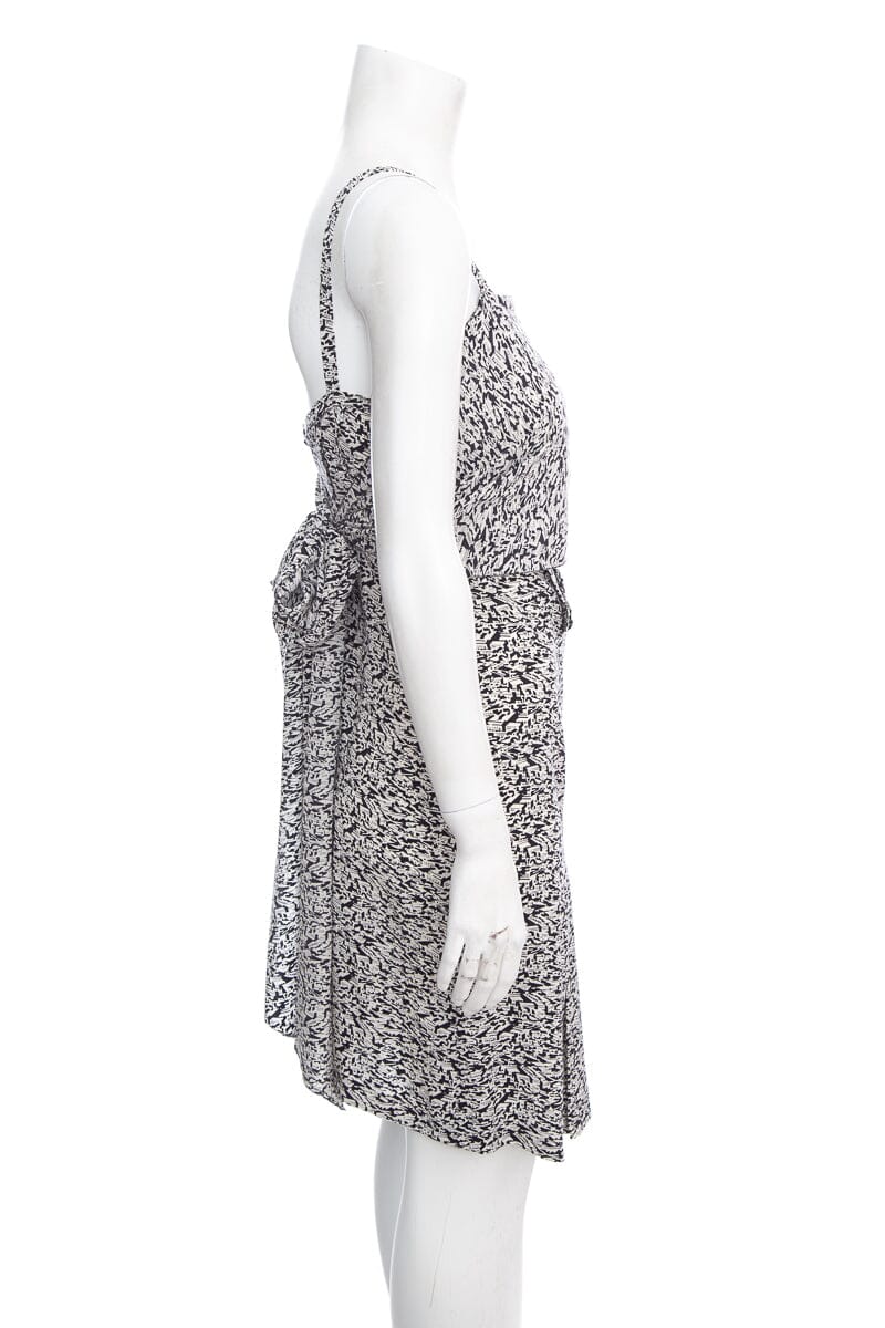 Chanel Black and White Silk Ho  Printed Dress SZ S