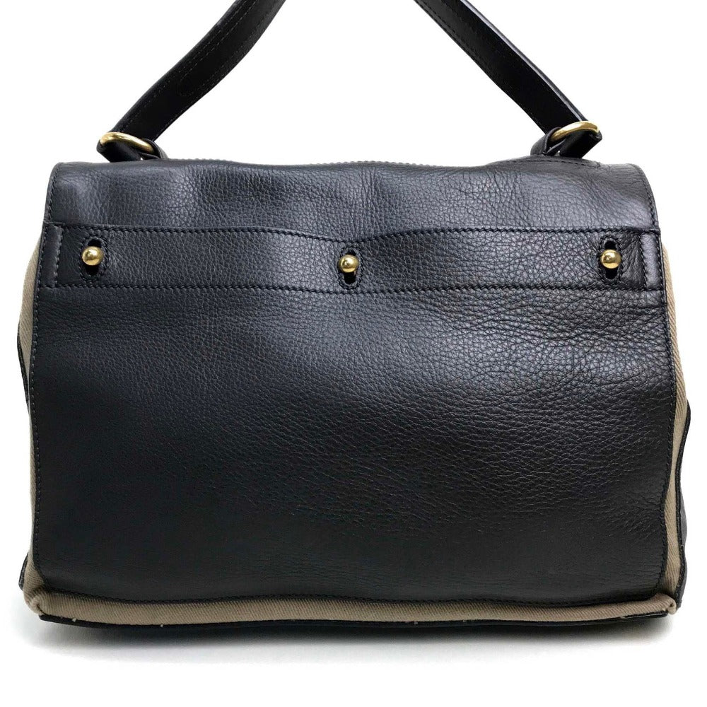 YVES SAINT LAURENT Handbag 229680 Canvas / leather dark gray x beige M  toe one belt Women