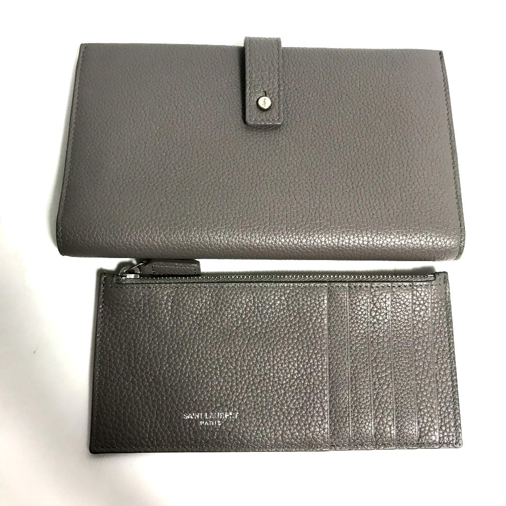 YVES SAINT LAURENT Long Wallet Purse 504981 leather gray Long wallet Sac de Jules Women