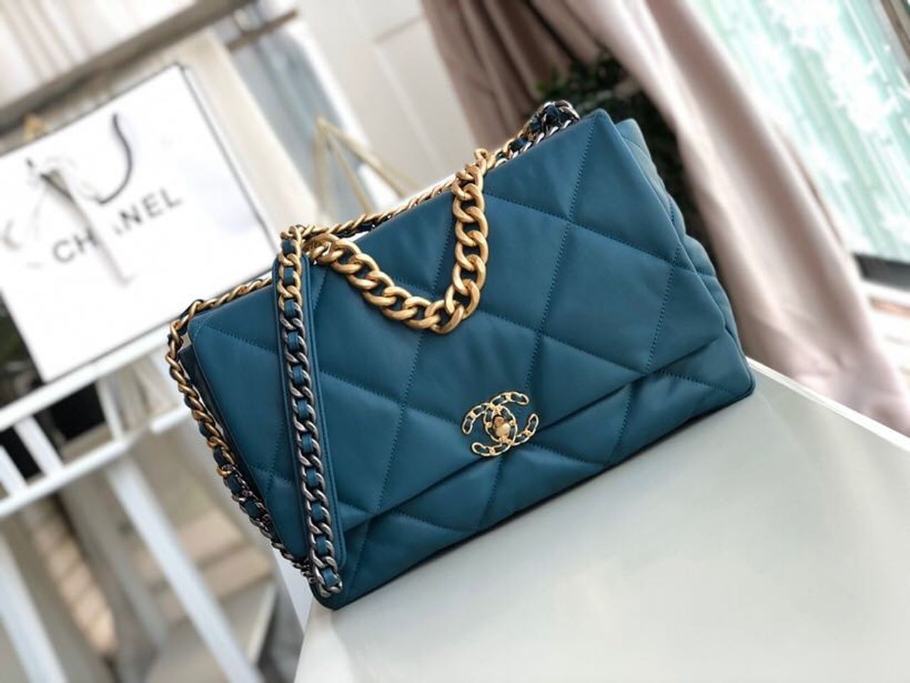 CHL 19 Maxi Handbag Teal For Women Bags, Shoulder And Crossbody Bags 14in/36cm AS1162