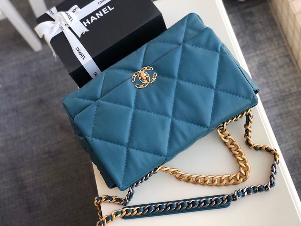 CHL 19 Maxi Handbag Teal For Women Bags, Shoulder And Crossbody Bags 14in/36cm AS1162