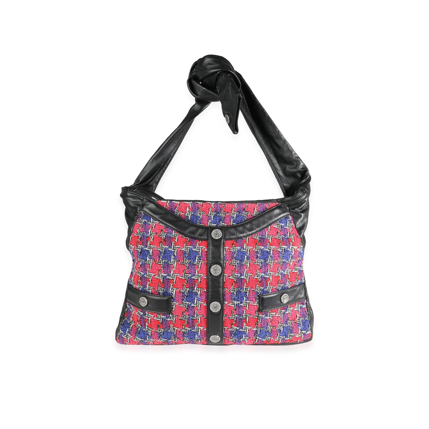 CHANEL Black Lambskin & Multicolor Tweed Girl Bag