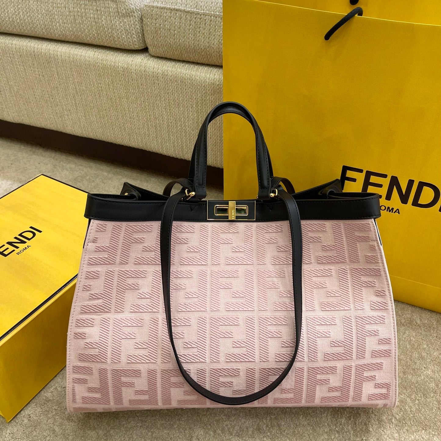 FI Top Quality X-tote Bag Pink Canvas For Women, Handbags, Shoulder Bags 16.1in/41cm FF 8BH374