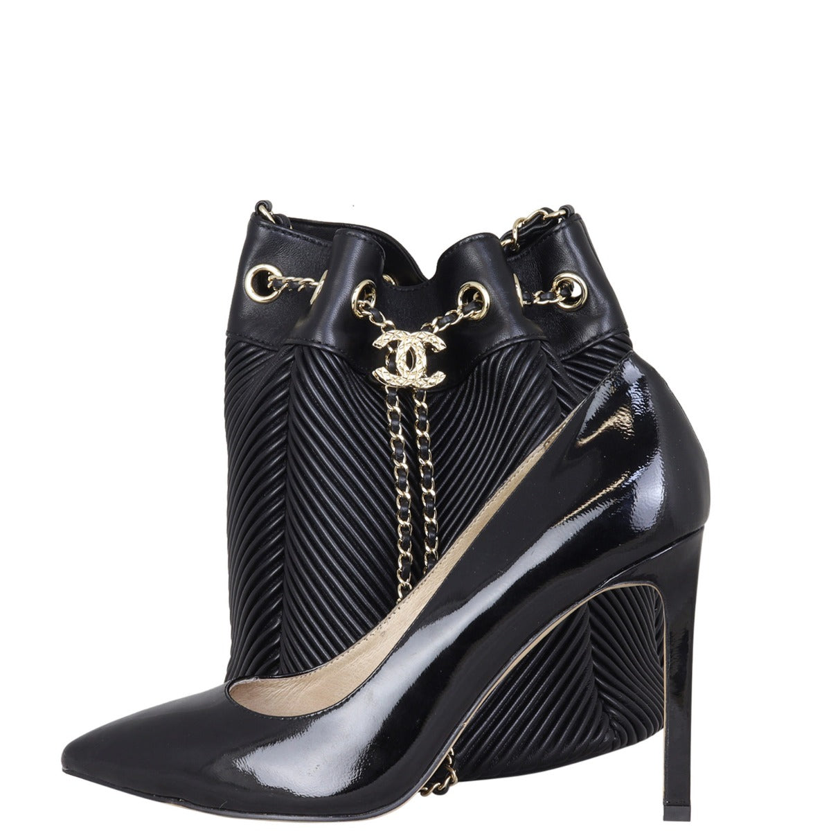 Chanel Drawstring Bucket Bag Chevron