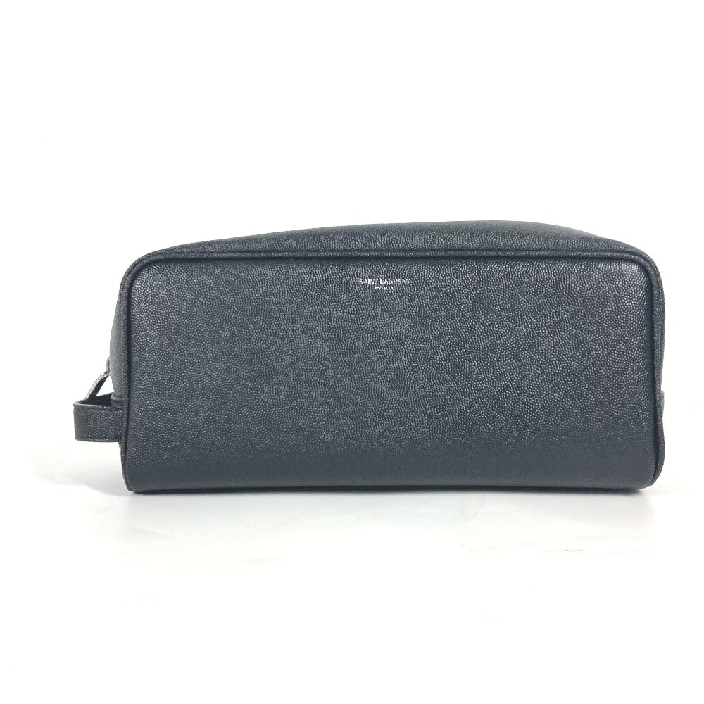 SAINT LAURENT PARIS business bag 609347 leather black logo with handle grooming case mens