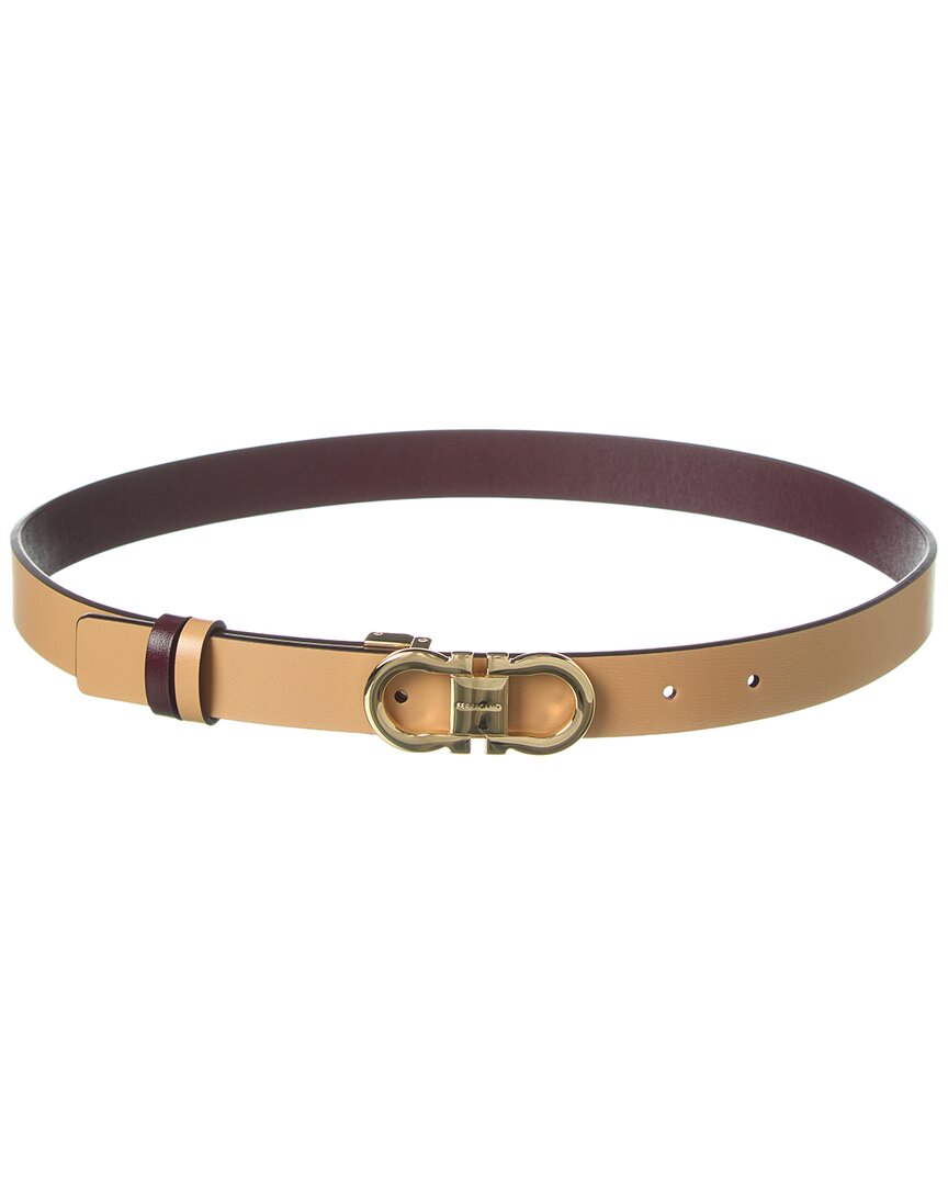 Ferragamo Gancini Reversible & Adjustable Leather Belt, 90, Brown
