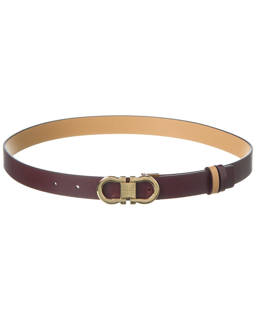 Ferragamo Gancini Reversible & Adjustable Leather Belt, 90, Brown