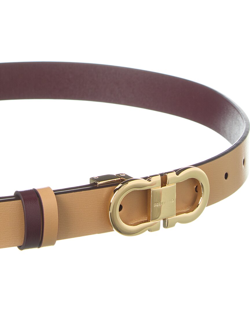 Ferragamo Gancini Reversible & Adjustable Leather Belt, 90, Brown