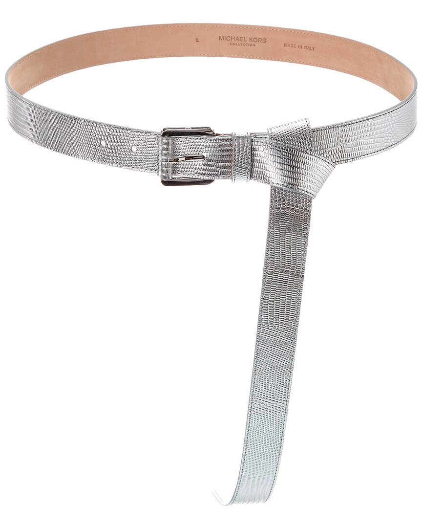 Michael Kors Collection Jodi Lizard-Embossed Leather Belt
