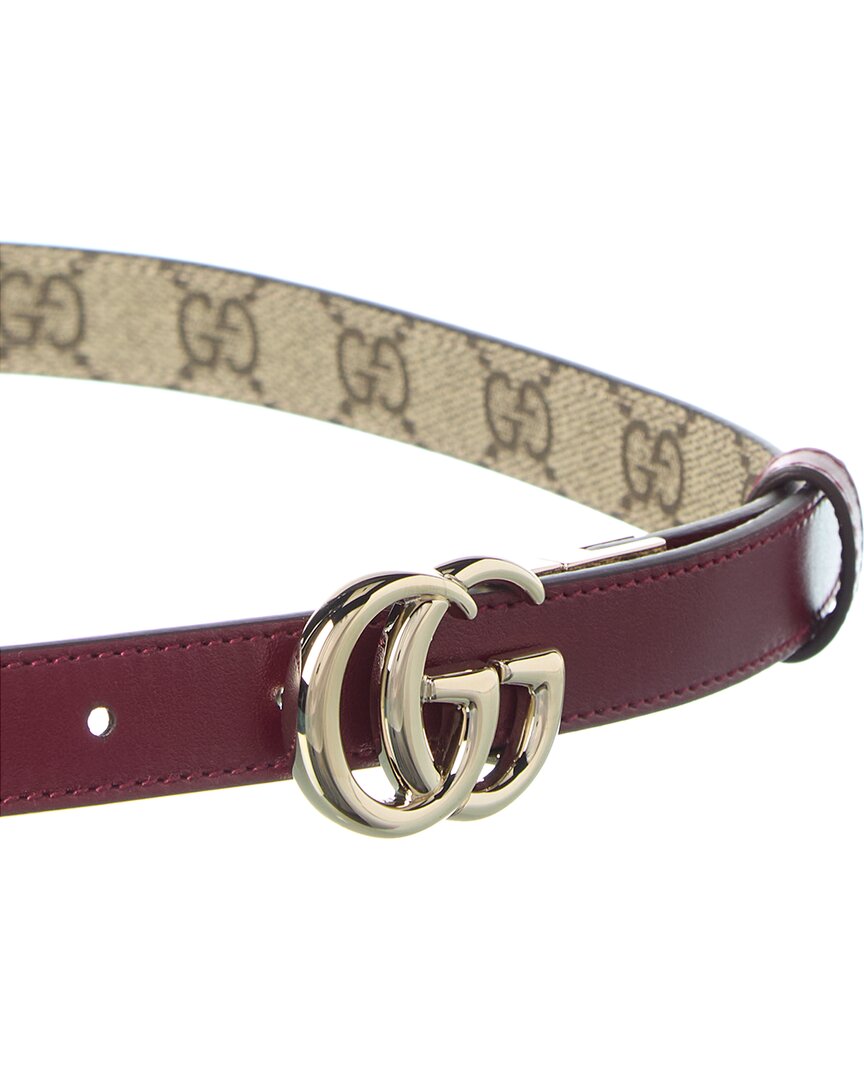 Gucci Gg Marmont Thin Reversible Gg Supreme Canvas & Leather Belt