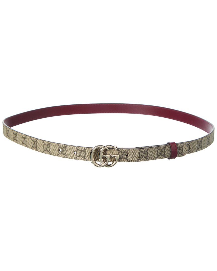 Gucci Gg Marmont Thin Reversible Gg Supreme Canvas & Leather Belt