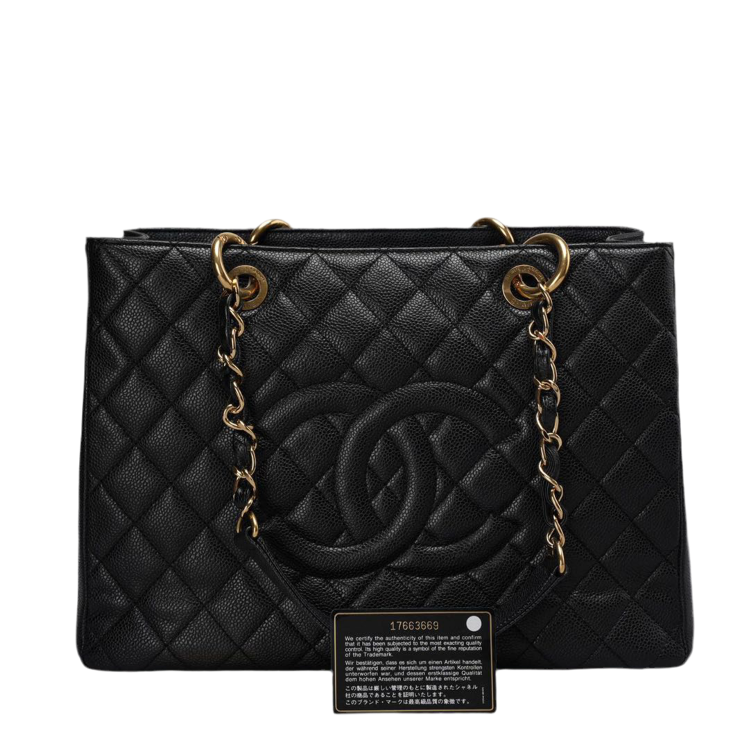 Chanel Medium Grand Shopping Tote Black GST Bag in caviar Leather with Gold Hardware from 2013