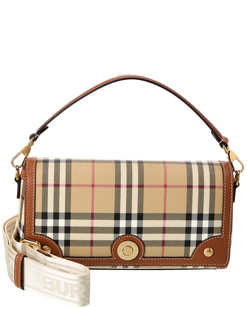 Burberry   Check E-Canvas & Leather Shoulder Bag