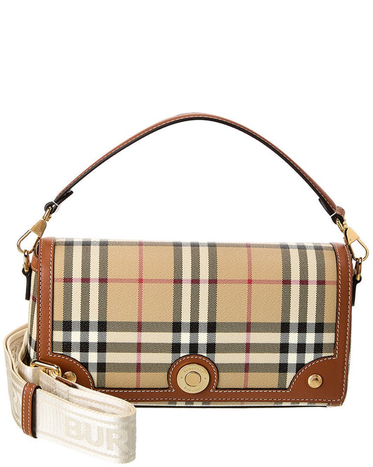Burberry   Check E-Canvas & Leather Shoulder Bag