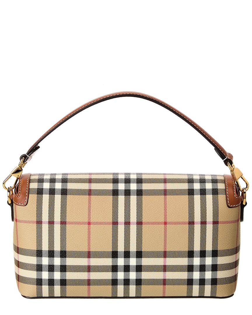 Burberry   Check E-Canvas & Leather Shoulder Bag