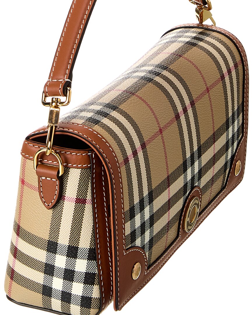 Burberry   Check E-Canvas & Leather Shoulder Bag