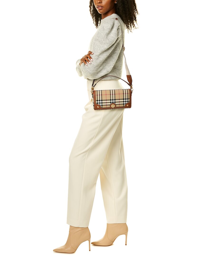 Burberry   Check E-Canvas & Leather Shoulder Bag