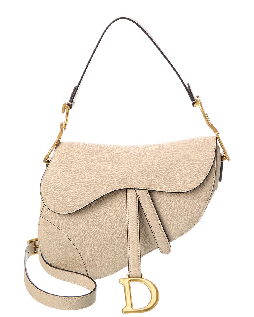 Dior Cd Signature Leather Saddle Bag, Beige