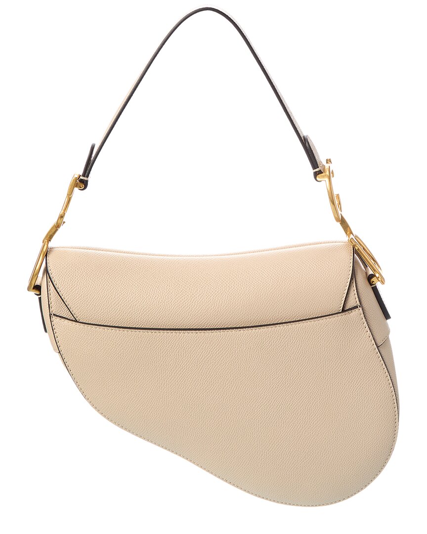 Dior Cd Signature Leather Saddle Bag, Beige