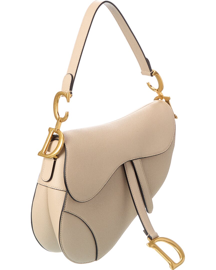 Dior Cd Signature Leather Saddle Bag, Beige
