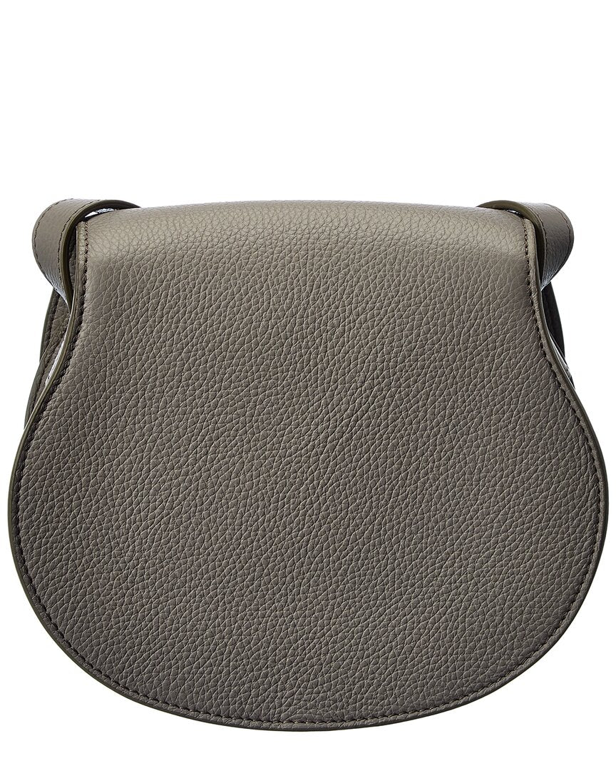 Chloé Marcie Small Leather Saddle Bag, Grey