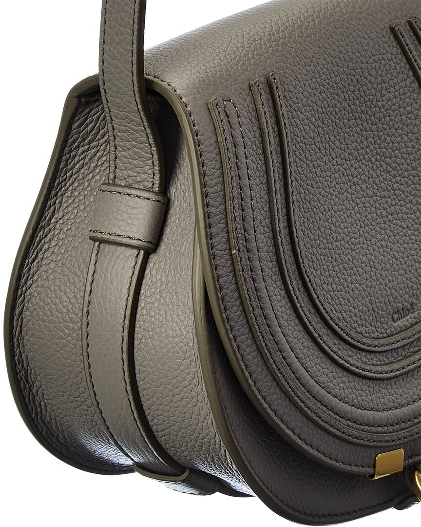 Chloé Marcie Small Leather Saddle Bag, Grey