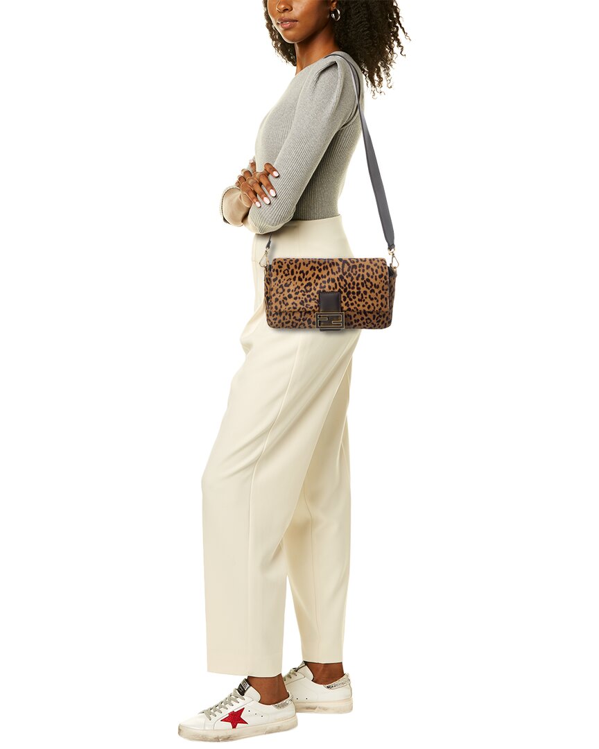 Fendi Baguette Haircalf & Leather Shoulder Bag