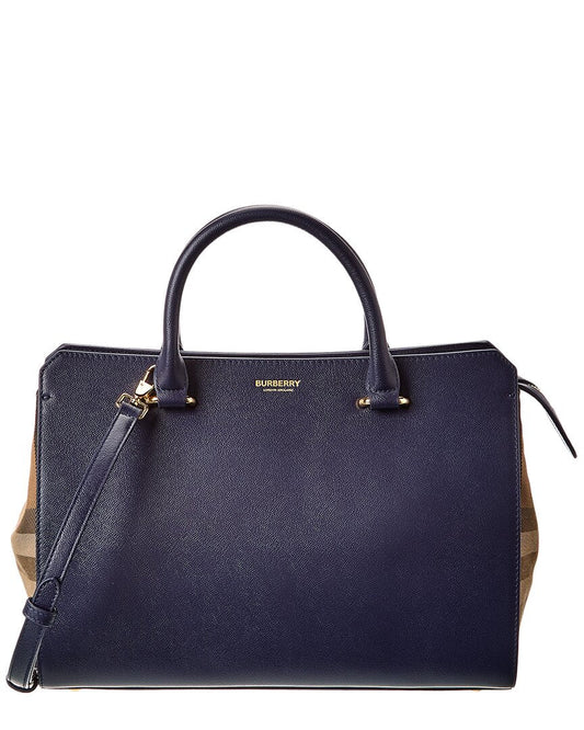 Burberry Banwell Ho  Check Canvas & Leather Satchel