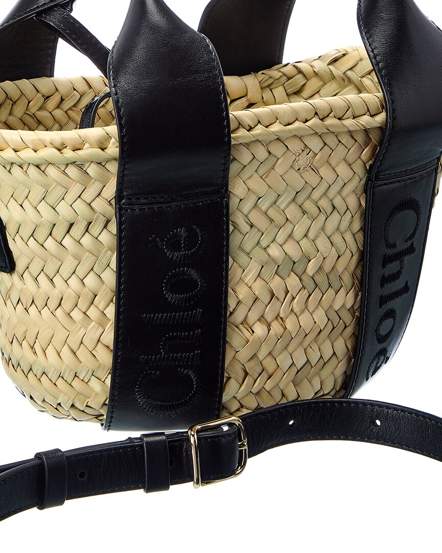 Chloé Sense Small Raffia & Leather Basket Tote, Brown