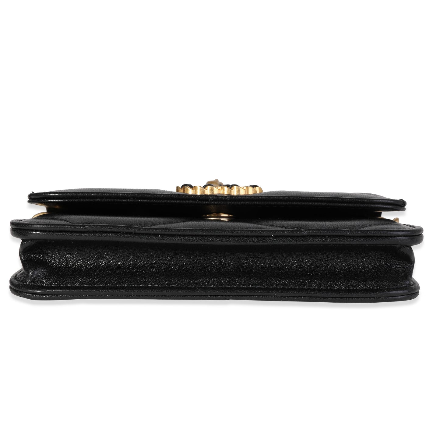 CHANEL Black Quilted Lambskin 19 Mini Coin Purse With Chain