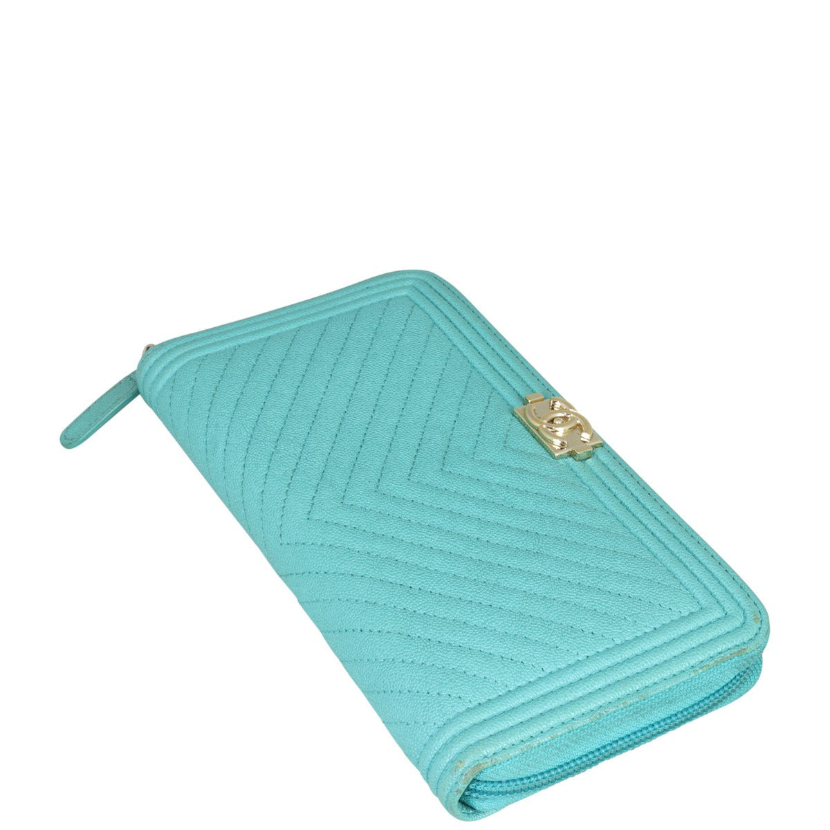 Chanel Boy Long Zip Around Wallet Chevron