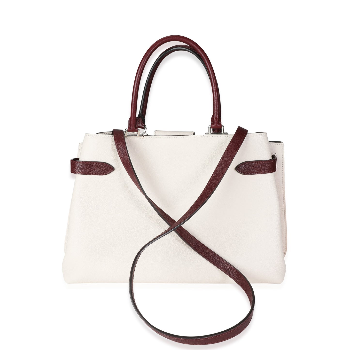 Louis Vuitton  Cream & Burgundy Grained Calf Leather Lockme Day Bag
