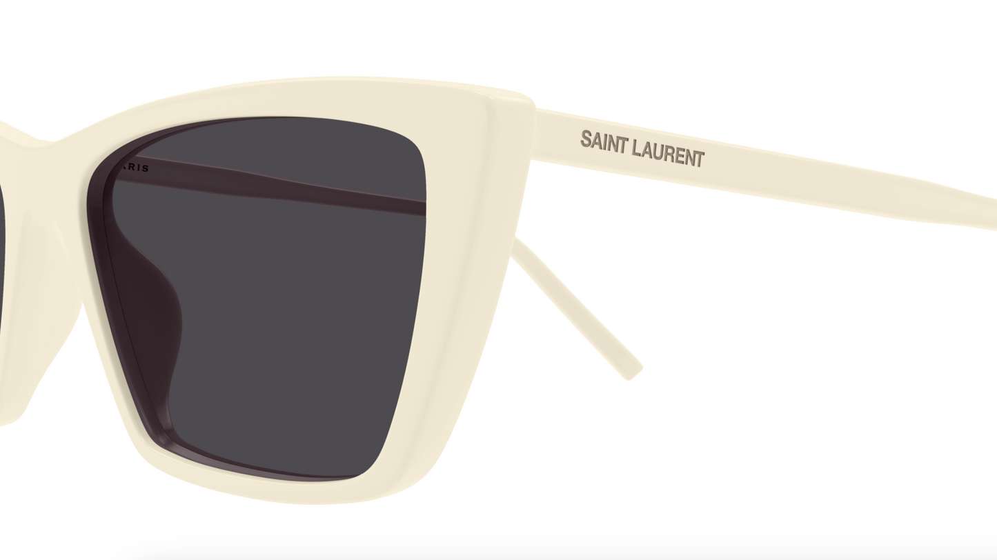 Saint Laurent SL 737 MICA THIN-005 Chic Ivory Cat-Eye Sunglasses with Dark