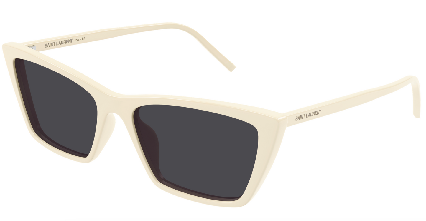 Saint Laurent SL 737 MICA THIN-005 Chic Ivory Cat-Eye Sunglasses with Dark