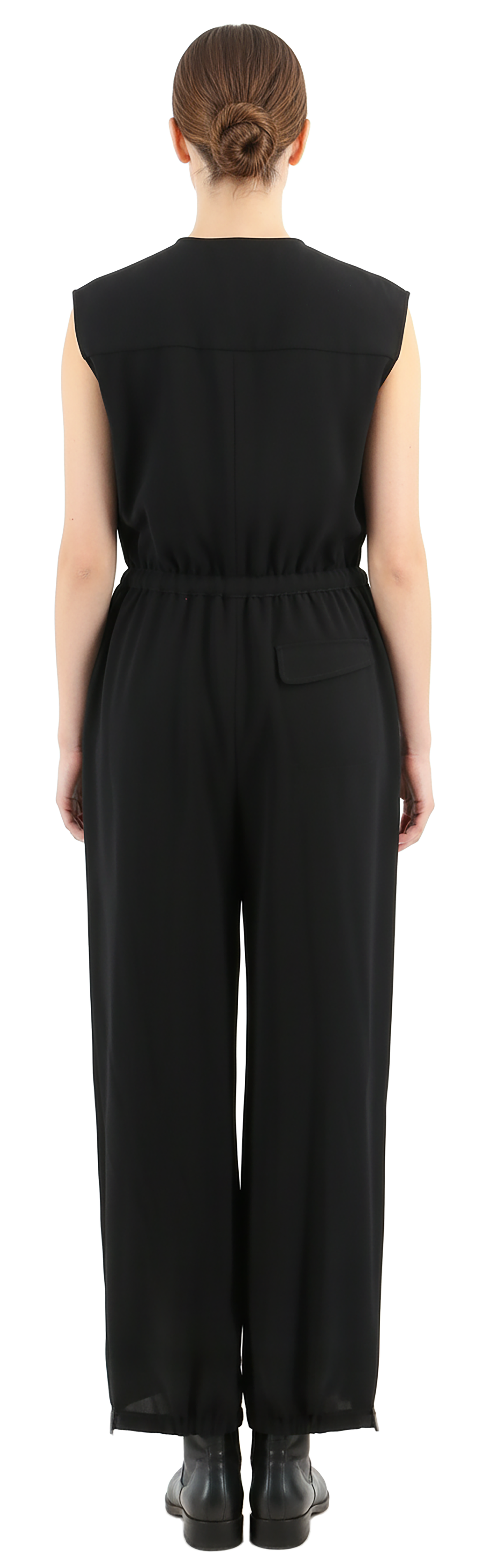 Emporio Armani Black Sleeveless Belted Jogger-Leg Jumpsuit-IT40