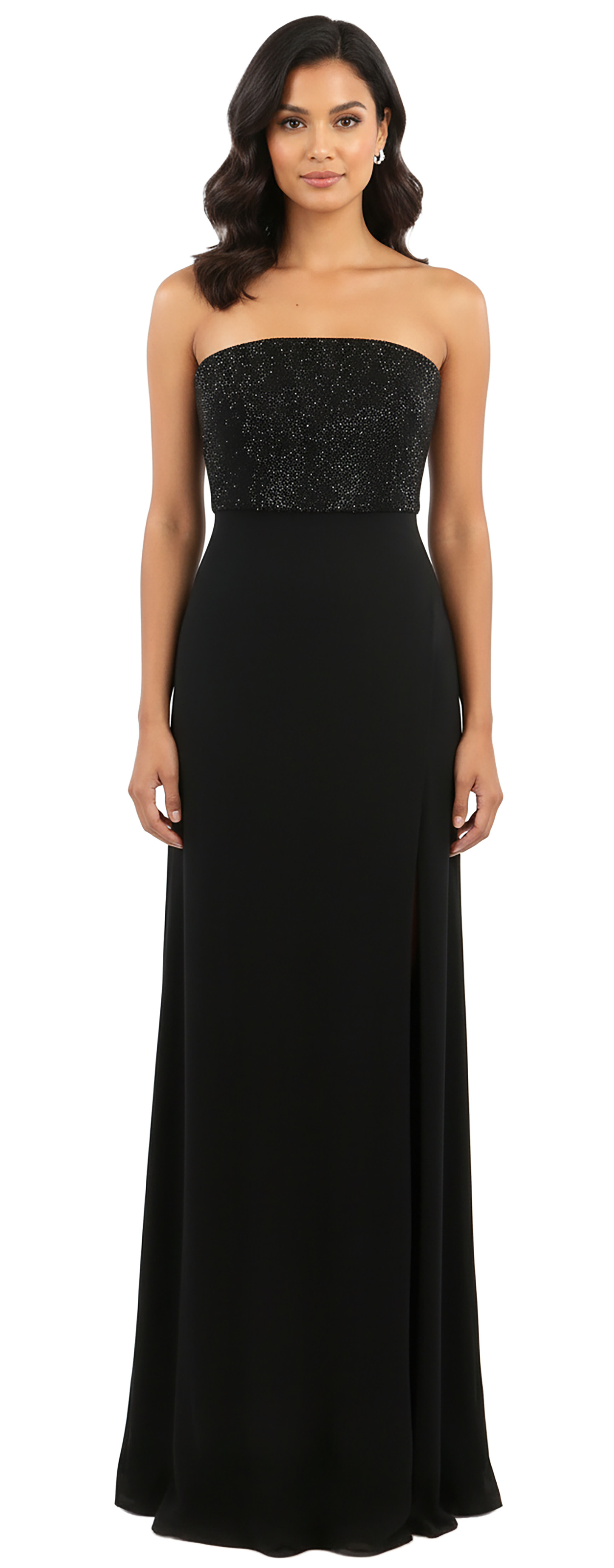 Emporio Armani Black Strapless Gown with Crystal-Embellished Bodice-IT42