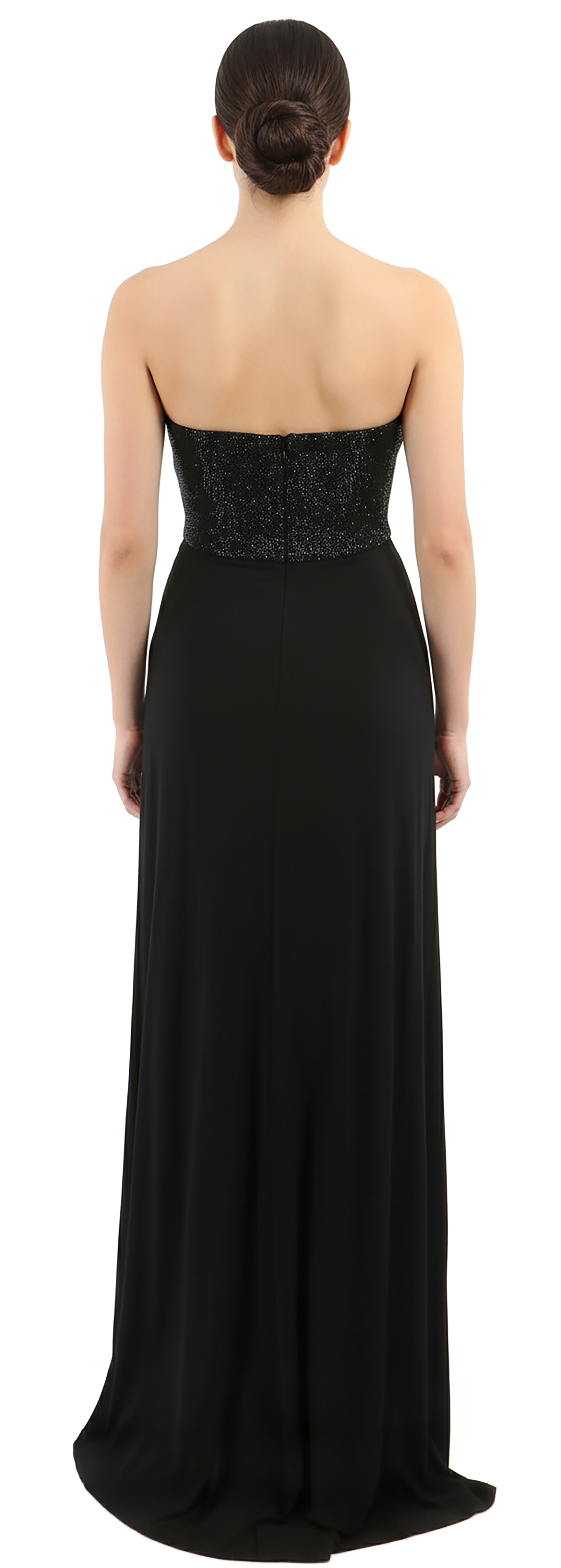 Emporio Armani Black Strapless Gown with Crystal-Embellished Bodice-IT42