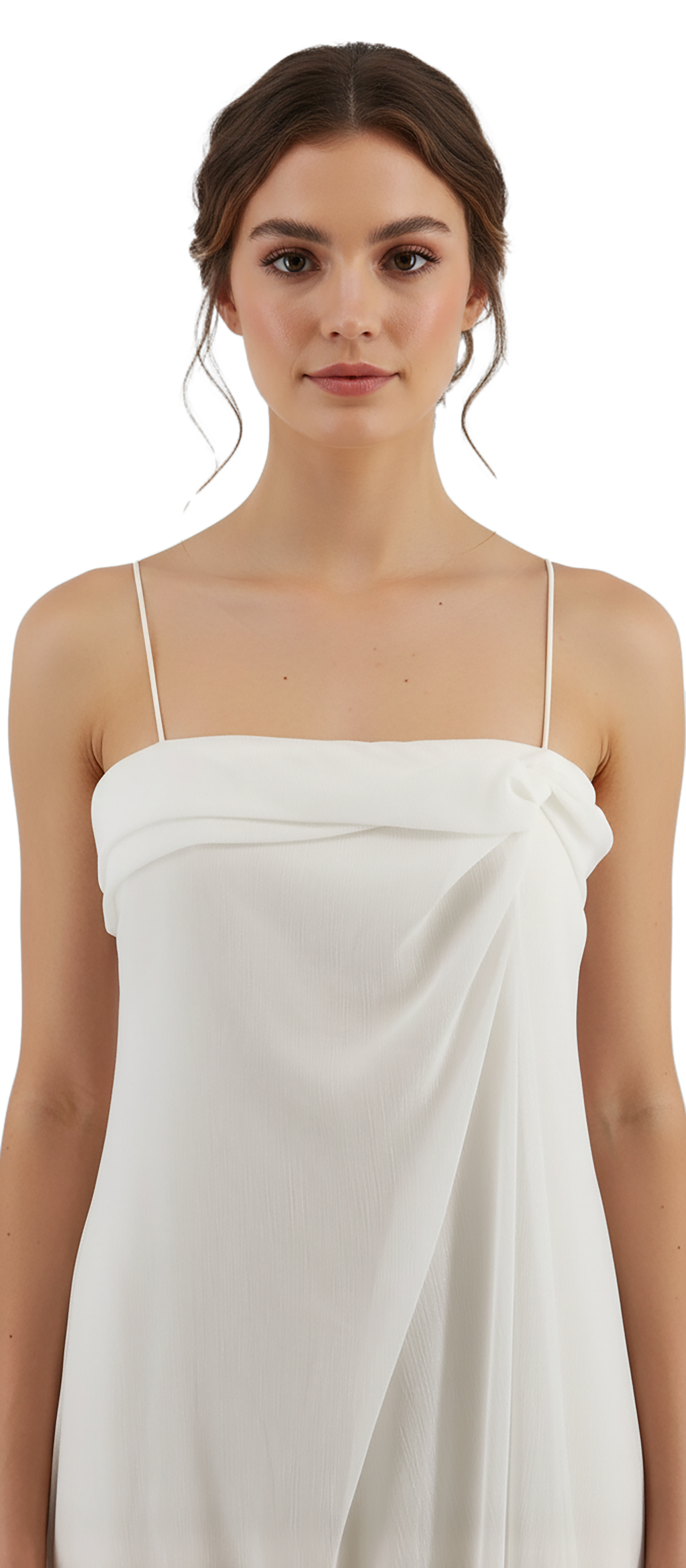 Emporio Armani White  Draped Spaghetti-Strap Evening Gown-IT40
