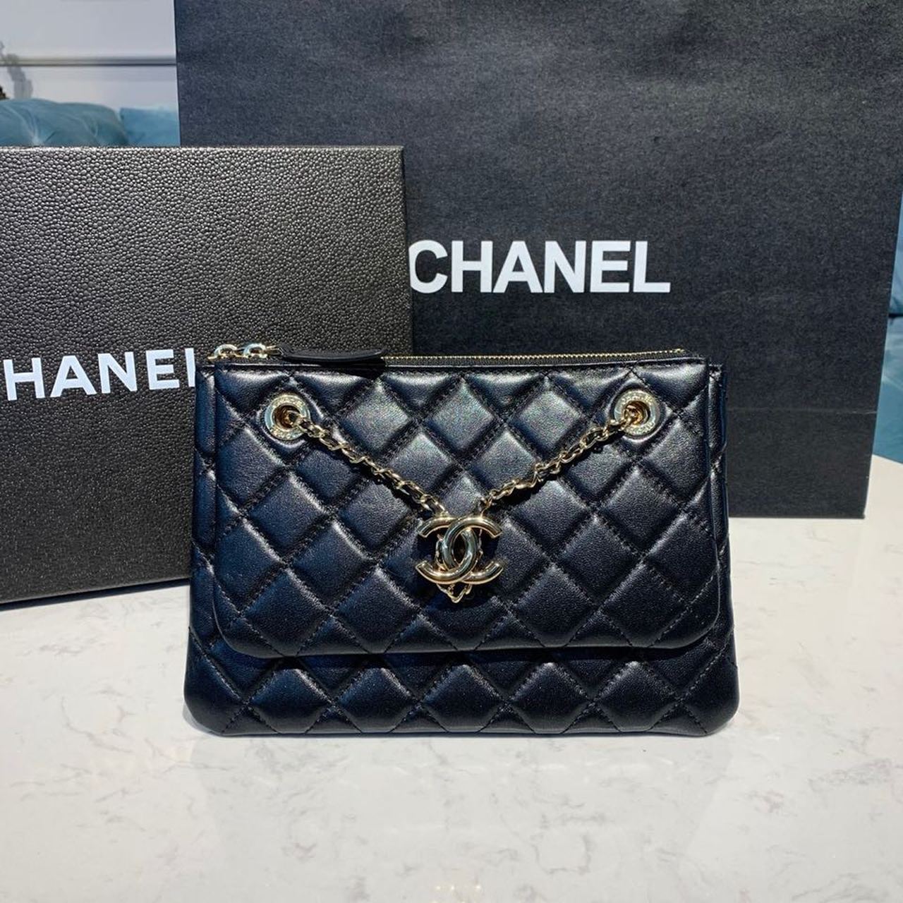 CHLSmall Double Case Bag With Strap Black For Women Bags, Shoulder And Crossbody Bags 9in/23cm AP1074