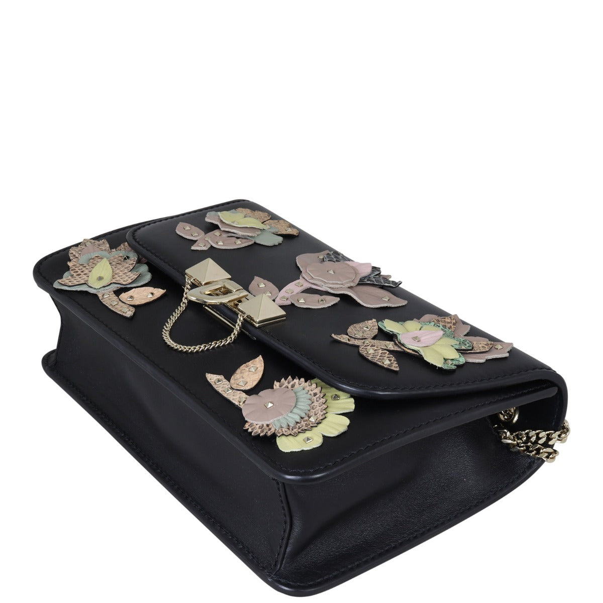 Valentino Floral Cutout Rockstud Shoulder Bag