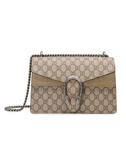 Gucci - Dionysus GG Supreme shoulder bag - women - metal/Suede/Canvas - One Size - NEUTRALS