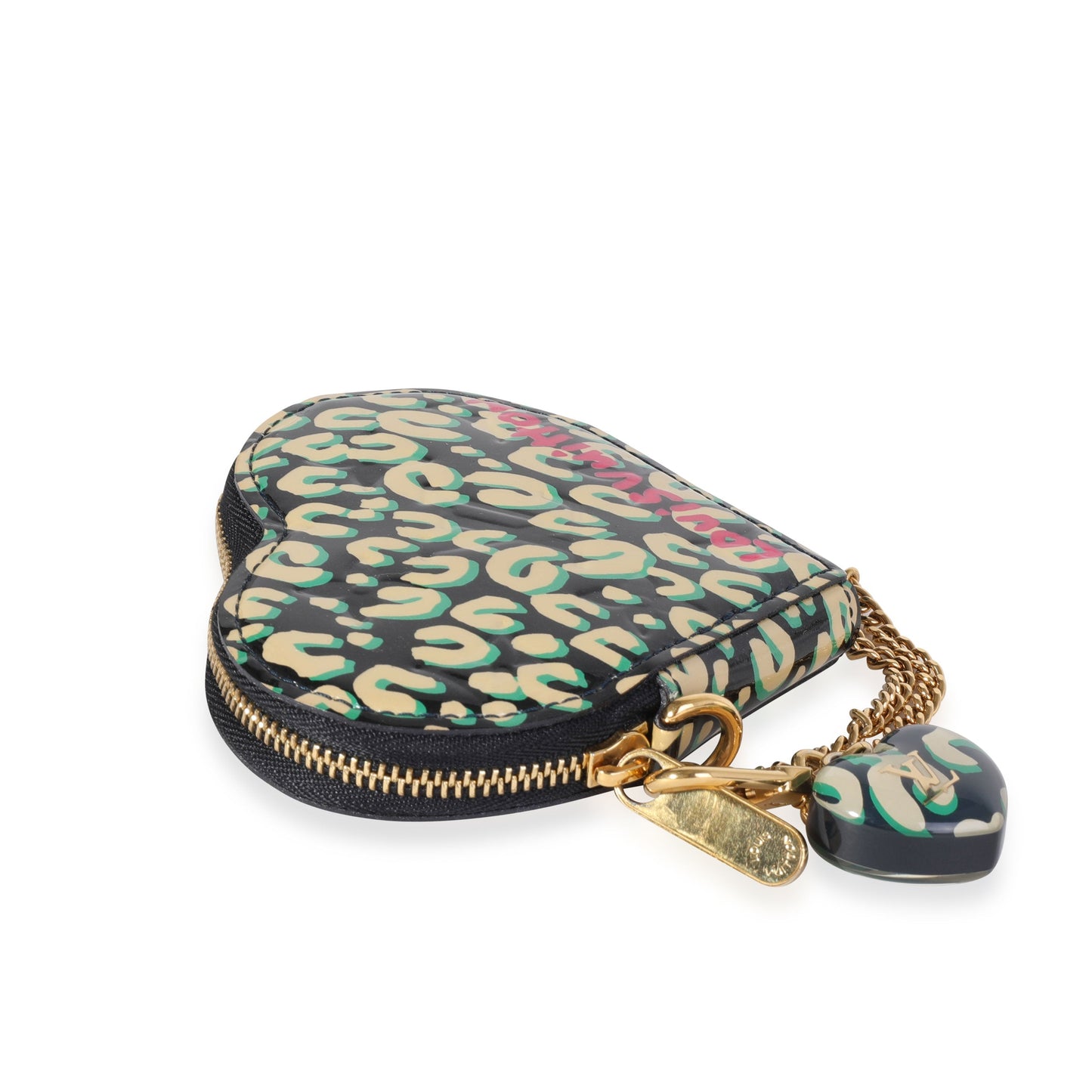Louis Vuitton  x Stephen Spro  Bleu Infini Leopard Vernis Heart Coin Purse