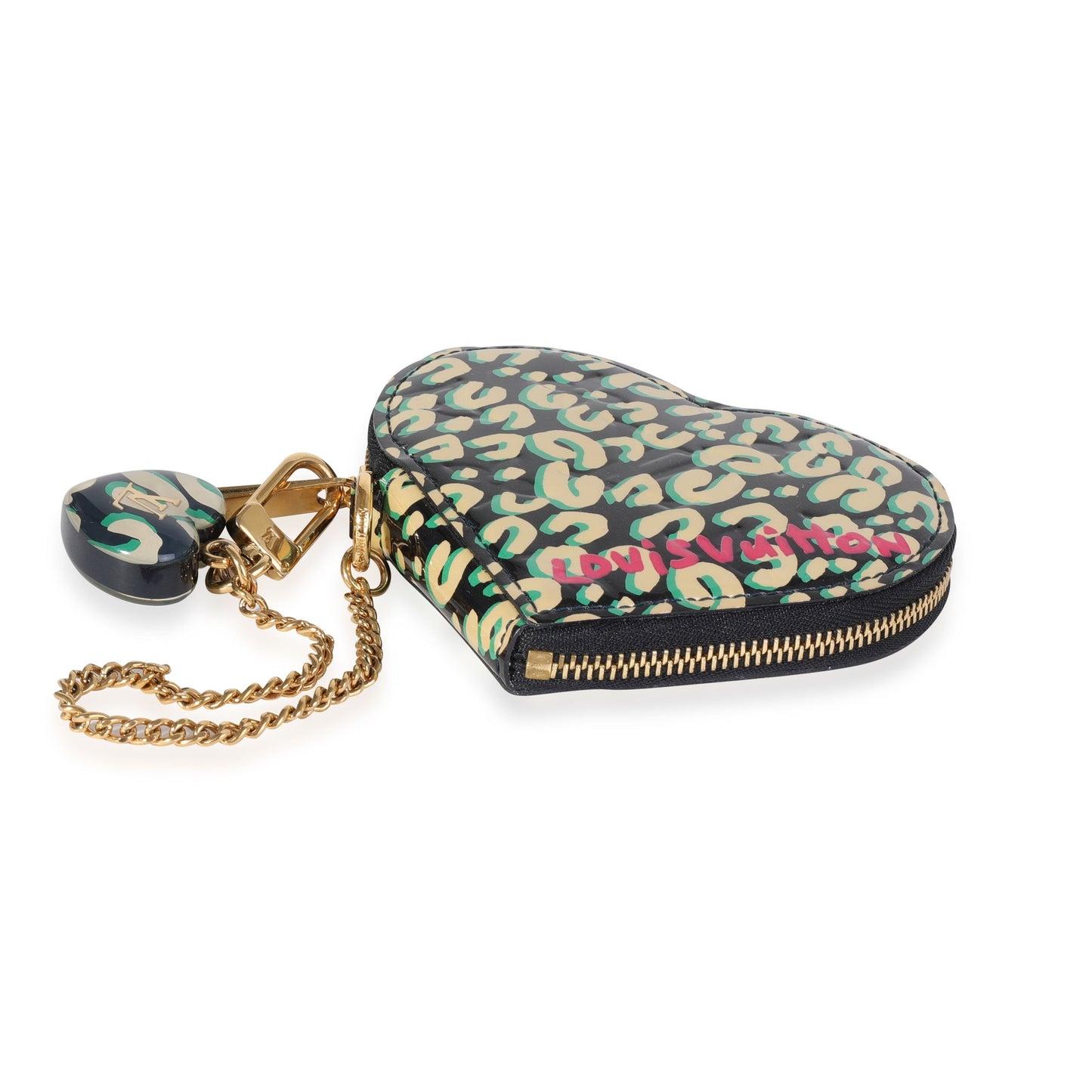 Louis Vuitton  x Stephen Spro  Bleu Infini Leopard Vernis Heart Coin Purse